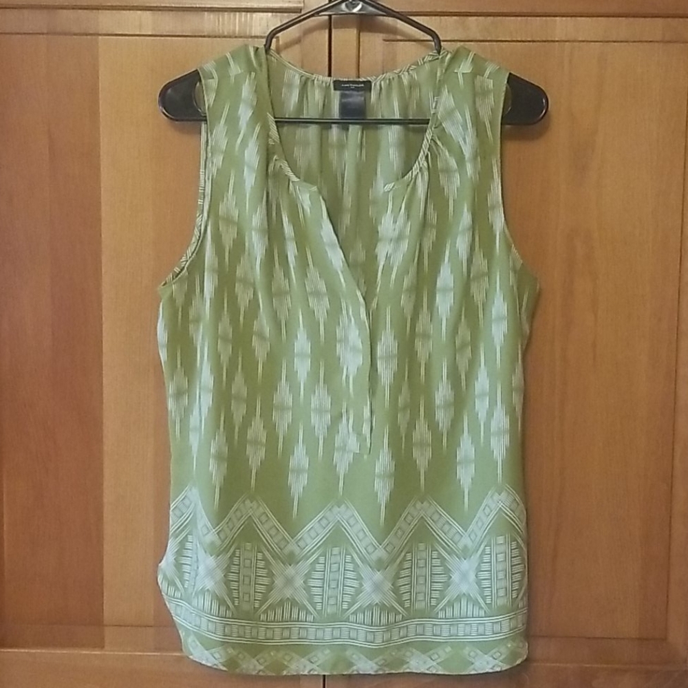 Ann Taylor green and white sleeveless top